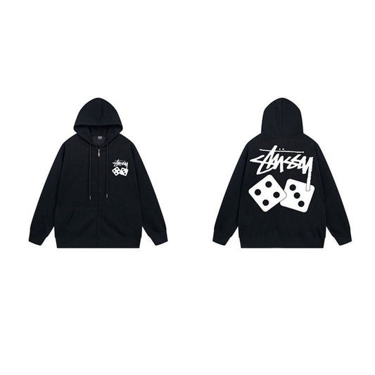 Stussy Hoodie Zip-Up Cardigan Fleece Hooded Sweater