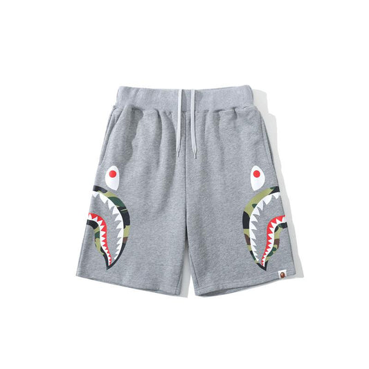 Bathing Ape Shorts Men's Double Camouflage on Side Shark Head Shorts Camouflage Elastic Waist Fifth Pants Middle Pants Fashion Brand Casual Shorts