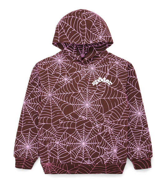 Sp5der AOP Hoodie Brown/Pink